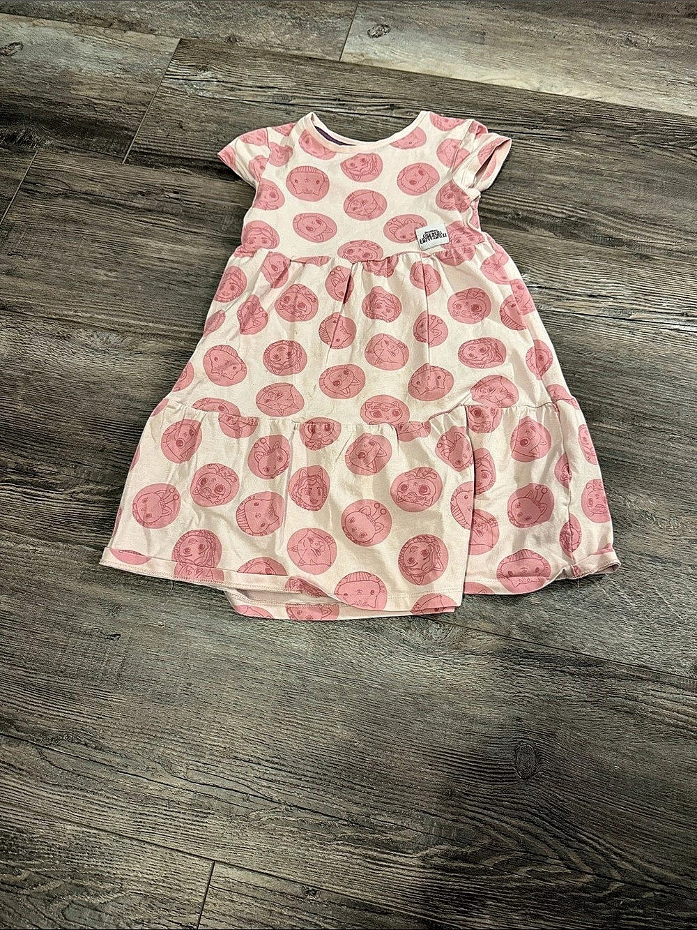 Character.com Gabby's Dollhouse Polka Dot Smock Dress Pink & White Girls 7